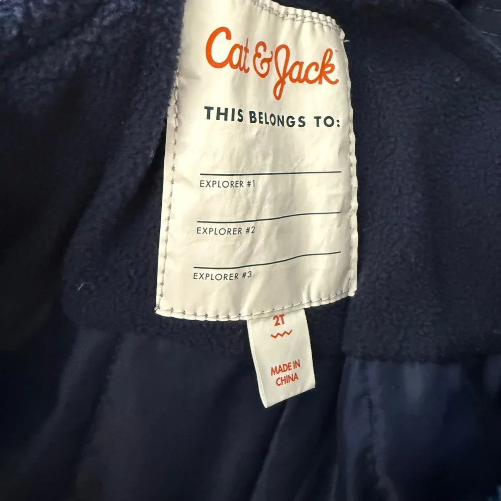 Cat & Jack Toddler Snow Bib Pants Size 2T Navy Insulated Winter‎ Ski Overalls